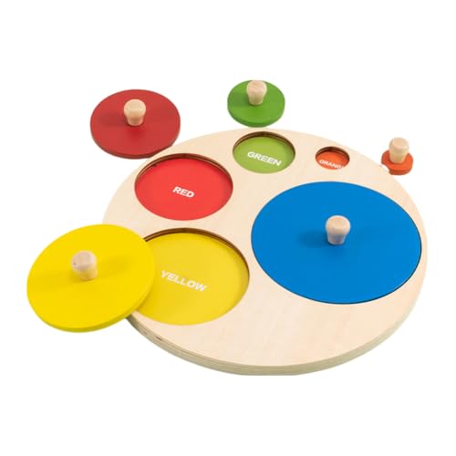 JUCHRZEY Montessori-Puzzlespielzeug, hölzernes Puzzlebrett mit Stiften, Form- und Farbsortierung, frühe pädagogische Aktivitätsspielzeuge, rutschfest, for Babys und Kleinkinder von JUCHRZEY