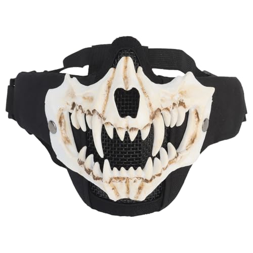 JUCHRZEY Skelett-Schädel Airsoft-Maske, verstellbare Halloween-Netzmaske, atmungsaktive Schutz-Schießmaske für Paintball-Zubehör von JUCHRZEY