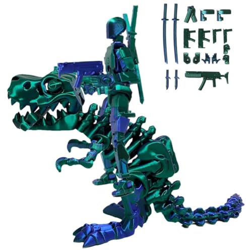 JUCHRZEY T13 Actionfigur und Dinosaurier-Reittier-Set. Zusammenbau abgeschlossen. 3D-gedrucktes Roboter-Dummy- und Dinosaurier-Set. T13 Actionfiguren-Set mit Drachen-Reittier für Sammlergesc von JUCHRZEY