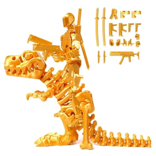 JUCHRZEY T13 Actionfigur und Dinosaurier-Reittierset, zusammengebaut, 3D-Gedruckter Roboter-Dummy und Dinosaurier-Set, 3D-gedrucktes Roboter-Actionfigur-Drachen-Set für Sammlergeschenke von JUCHRZEY