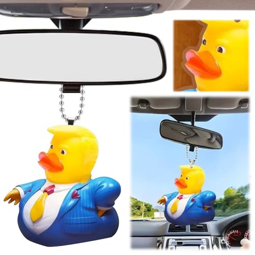 JUCHRZEY Trump Ente Anhänger Acryl 2D Flache Schwingende Ente Auto Hängeornament Auto Innenzubehör Auto Rückspiegel Dekoration Anhänger Auto und Heimdekoration von JUCHRZEY