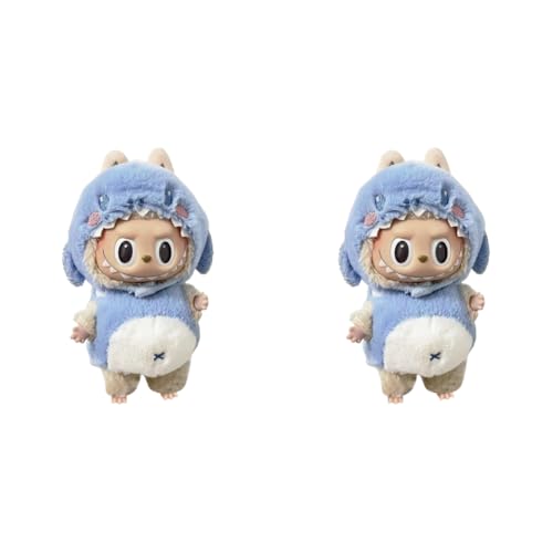 JUCHRZEY for Labubu 17 cm Puppenzubehör Mini Kawaii Puppe Kleidung Keine Puppe (Blauer Hai) von JUCHRZEY