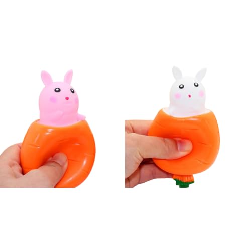 Juchrzey Ostern Karotten Kaninchen -Squeeze -Spielzeug Zappelspielzeug for Osterkorb Stuffers (Pink) von JUCHRZEY