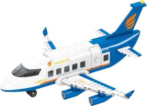 JUCYJULY Technik City Flugzeug Bausteine Set für CH99, 300+ Klemmbausteine City-Passagierflugzeug Kampfjet Modellbausatz, MOC Fighter Bausatz Spielzeug Geschenke für Kind und Erwachsene von JUCYJULY