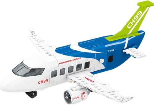 JUCYJULY Technik City Flugzeug Bausteine Set für CH99, 300+ Klemmbausteine City-Passagierflugzeug Kampfjet Modellbausatz, MOC Fighter Bausatz Spielzeug Geschenke für Kind und Erwachsene von JUCYJULY