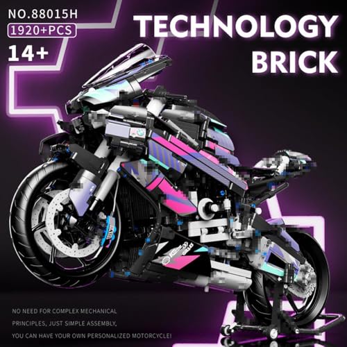 JUCYJULY Technik Motorrad Bausteine für BMW M 1000 RR, 1920 Klemmbausteine Technik Supermotorrad Modellbausatz, MOC Rennen Motorrad Bausatz Erwachsene, Superbike Spielzeug Geschenk für Kinder von JUCYJULY