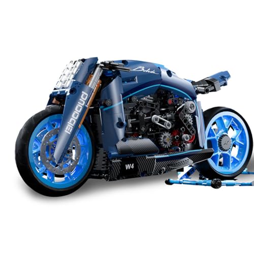 JUCYJULY Technik Motorrad Bausteine für Bugatti, 986 Klemmbausteine Technik Supermotorrad Modellbausatz, MOC Rennen Motorrad Bausatz Erwachsene, Superbike Spielzeug Geschenk für Kinder von JUCYJULY