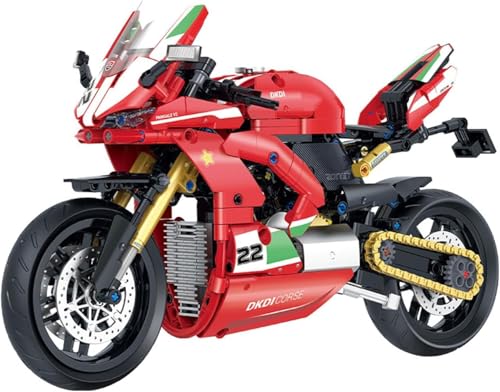 JUCYJULY Technik Motorrad Bausteine für Ducati V2, 626 Klemmbausteine Technik Supermotorrad Modellbausatz, MOC Rennen Motorrad Modell Bausatz Superbike Spielzeug Geschenk von JUCYJULY