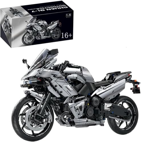 JUCYJULY Technik Motorrad Bausteine für Kawasaki, 2156 1:5 Klemmbausteine Technik Supermotorrad Modellbausatz, MOC Rennen Motorrad Bausatz Erwachsene, Superbike Spielzeug Geschenk für Kinder von JUCYJULY