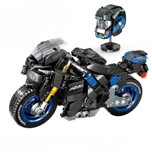 JUCYJULY Technik Motorrad Bausteine für Yamaha, 449 Klemmbausteine Technik Supermotorrad Modellbausatz, MOC Rennen Motorrad Bausatz Supermotorrad Modellbausatz Superbike Spielzeug Geschenk von JUCYJULY