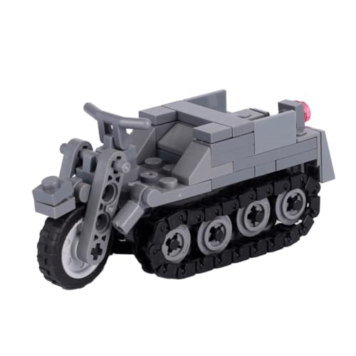 JUCYJULY Technik Panzer Bausteine Modell, 129 Klemmbausteine SDKFZ.2 Halbketten-Motorrad Panzer Bausatz Set Spielzeug Kinder, MOC WW2 Army Militär Tank Bauset Geschenk Erwachsene (1) von JUCYJULY