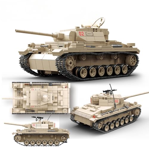 JUCYJULY Technik Panzer Bausteine Modell für Nr. 3, 959 Klemmbausteine Panzer Modellbausatz, MOC WW2 Army Militär Tank Spielzeug Geschenk für Kinder Erwachsene von JUCYJULY