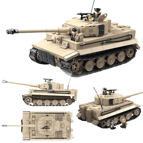 JUCYJULY Technik Panzer Modellbausatz für Tiger I, 1361 Klemmbausteine Schwerer Panzer Bausteine Set, MOC WW2 Militär Tank Bausatz, Geschenk Spielzeug für Kinder Erwachsene (100233) von JUCYJULY