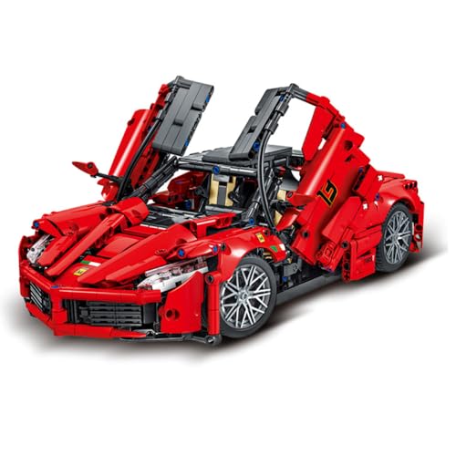 JUCYJULY Technik Sportwagen Bausteine Set für Ferrari, 1659 1:12 Klemmbausteine Auto Bausatz Supersportwagen Modellbausatz, MOC Car Rennwagen Modellauto Spielzeug Geschenk Erwachsene Kinder von JUCYJULY