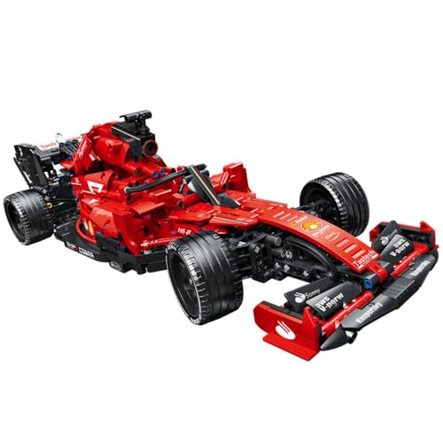 JUCYJULY Technik Sportwagen Bausteine Set für Ferrari F1 Formula, 1392 Klemmbausteine Auto Bausatz Supersportwagen Modellbausatz, MOC Car Rennwagen Modellauto Spielzeug Geschenk Erwachsene Kinder von JUCYJULY