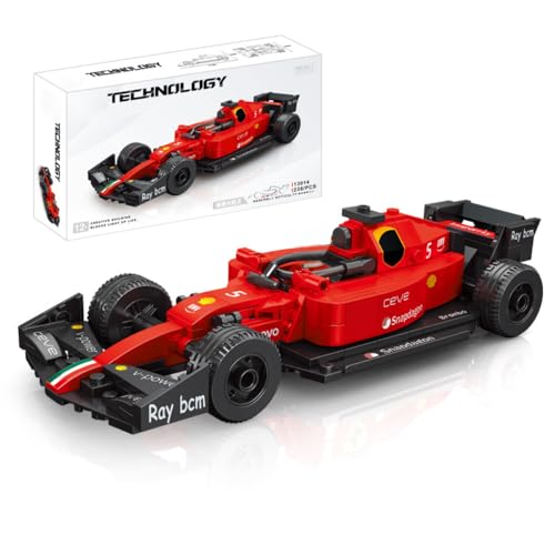 JUCYJULY Technik Sportwagen Bausteine Set für Ferrari F1 Formula, 238 Klemmbausteine Auto Bausatz Supersportwagen Modellbausatz, MOC Car Rennwagen Modellauto Spielzeug Geschenk Erwachsene Kinder (1) von JUCYJULY