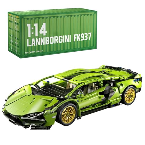 JUCYJULY Technik Sportwagen Bausteine Set für Lambo, 1280 Klemmbausteine Auto Bausatz Supersportwagen Modellbausatz, MOC Car Rennwagen Modellauto Spielzeug Geschenk Erwachsene Kinder von JUCYJULY