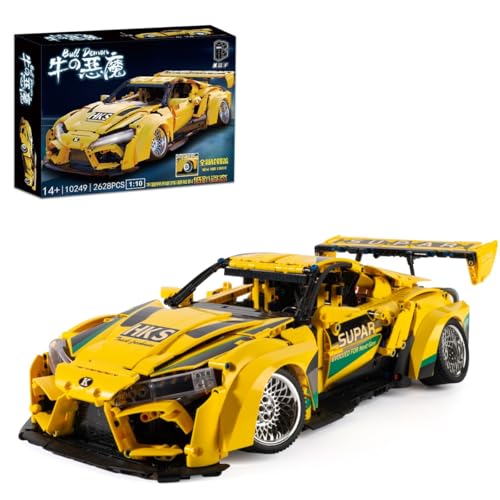 JUCYJULY Technik Sportwagen Bausteine Set für Toyota Supra, 2628 Klemmbausteine Auto Bausatz Supersportwagen Modellbausatz, MOC Car Rennwagen Modellauto Spielzeug Geschenk Erwachsene Kinder von JUCYJULY