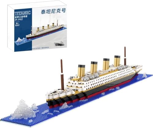 JUCYJULY Technik Titanic Schiff Bausteine, 1878 Klemmbausteine Kreuzfahrtschiff Modell Bausatz, MOC Micro Mini Bricks Cruise Liner Modellbausatz, Spielzeug Geschenk für Kinder Erwachsene von JUCYJULY