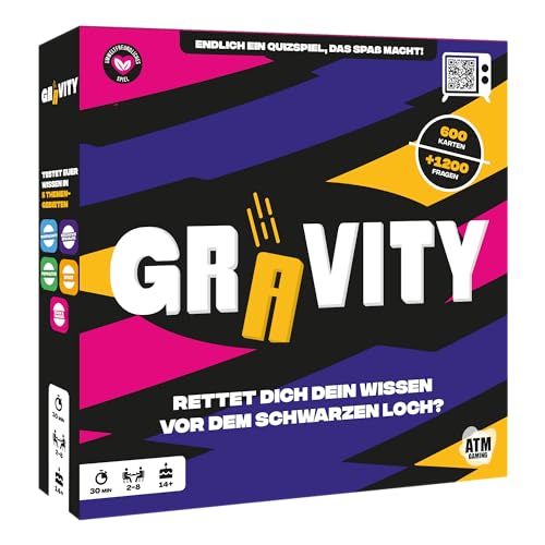 Gravity - Gesellschaftsspiel - Strategie und Wissensspiel - Quizspiel für Allgemeinwissen mit Freunden und Familie - Brettspiel für Erwachsene - 2 bis 8 Spieler von ATM Gaming