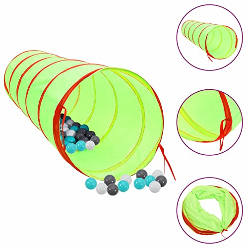 Spieltunnel mit 250 Bällen, JUDYY Krabbeltunnel, Tunnel, Bällebad, kidtunnel, Parcours, Indoor Spielgeräte, Grün 175 cm Polyester von JUDYY