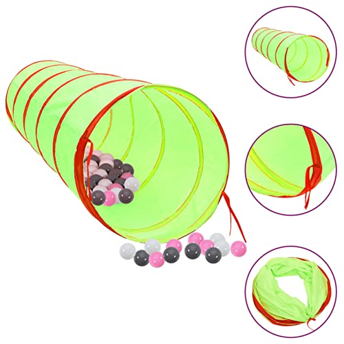 Spieltunnel mit 250 Bällen, JUDYY Krabbeltunnel, Tunnel, kidtunnel, Bällebad, Parcours, Indoor Spielgeräte, Grün 175 cm Polyester von JUDYY