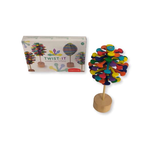 JUEGACONMIGO Twist-IT Holzspielzeug, bunt, Spiralform, Lollipop, dekoratives Spielzeug, Anti-Stress-Spielzeug, Wooden Spin Lollipop (Rainbow) von JUEGACONMIGO