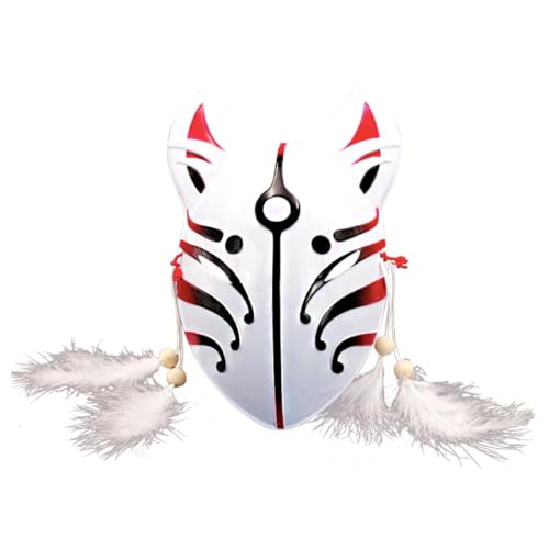 JUELIN Japanische Fuchsmasken Katze Gesichtsmaske PVC Japanischer Stil Wind Fox Anime Cosplay Kostüme Rave Maskerade Cosplay Requisiten für Erwachsene von JUELIN