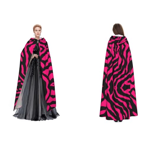 JUEXDEME Kapuzenumhang mit Zebra-Tiger-Leoparden-Motiv, Unisex, langer Kapuzenmantel für Maskerade, Halloween-Familienparty, Kostüm, Umhang, Hexe, Cosplay, ideale Weihnachts- und Halloween-Dekoration von JUEXDEME