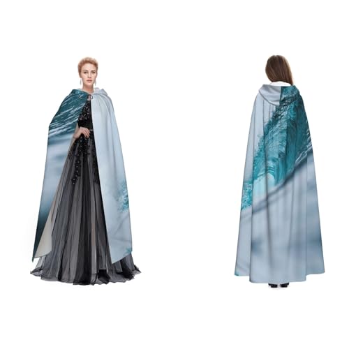 JUEXDEME Ocean Green Surf Printed Hooded Cape Unisex Long Hooded Mantle Smock For Maskerade, Halloween Family Party Costume Cloak, Witch Cosplay - Ideal Christmas & Halloween Decorations von JUEXDEME