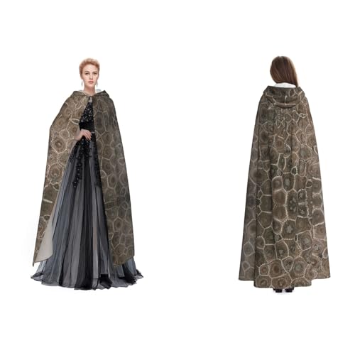 JUEXDEME Petoskey Stone Printed Hooded Cape Unisex Long Hooded Mantle Smock For Maskerade, Halloween Family Party Costume Cloak, Witch Cosplay - Ideal Christmas & Halloween Decorations von JUEXDEME