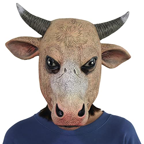 JUFKGBAR-Bull Cosplay Maske Kopfbedeckung Cosplay Kopfbedeckung Requisiten Maske Horror Kopfbedeckung für Halloween Karneval Kostüm Party Requisiten von JUFKGBAR