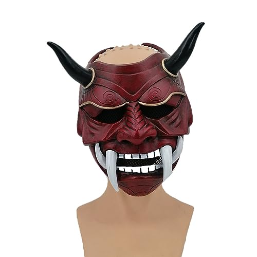 JUFKGBAR-Cosplay Kostüm Maske Halloween Harz Rot Prajna Maske Spiel Peripherie Requisiten Horror Geist Gesicht Fang Prajna Maske von JUFKGBAR