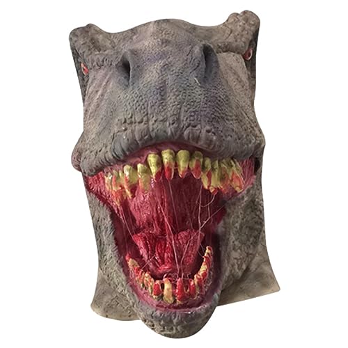 JUFKGBAR-Dinosaurier Kopfbedeckung Cosplay Maske Spielzeug Erwachsene Naturlatex Maske Horror Kopfbedeckung für Halloween Karneval Kostüm Party Requisiten von JUFKGBAR