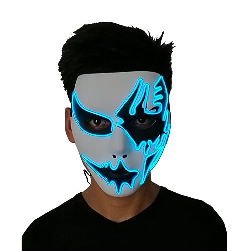 JUFKGBAR-El Cold Light Handsome Man Glowing Mask Horror Headgear for Halloween Carnival Costume Party Props von JUFKGBAR