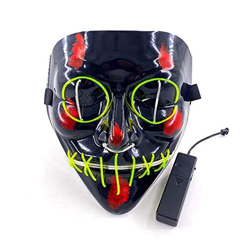 JUFKGBAR-El Zweifarbige leuchtende Geistergesicht Vollgesichtsmaske Cosplay Maske Halloween Cosplay Horror Erwachsene Leuchtende Cosplay Maske Horror Kopfbedeckung für Halloween Karneval Kostüm Party von JUFKGBAR