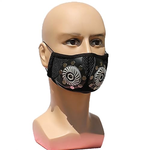 JUFKGBAR-Halloween Cosplay Mask Cos Party Watchdogs Half Face Dust Cosplay Mask Funny Props Mask Horror Headwear for Halloween Carnival Costume Party Props von JUFKGBAR