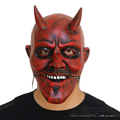 JUFKGBAR-Halloween Geist Gesicht Cosplay Maske Cos Mund Roter Teufel Kopfbedeckung Lustige Maskerade Make-up Requisiten Maske Horror Kopfbedeckung für Halloween Karneval Kostüm Party Requisiten von JUFKGBAR