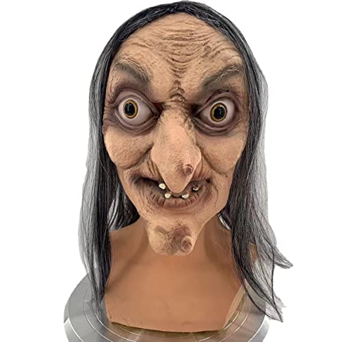 JUFKGBAR-Halloween Tricky Funny Witch Cosplay Maske Scaring Horror Scary Cosplay Maske Horror Kopfbedeckung für Halloween Karneval Kostüm Party Requisiten von JUFKGBAR