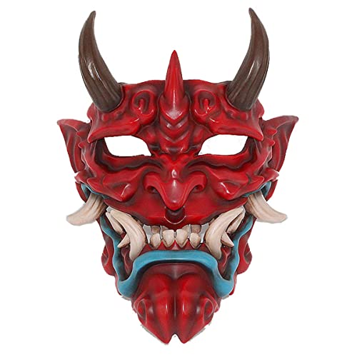 JUFKGBAR-Hannya Maske Rot Harz Geist Maske Cosplay Kostüm Requisiten für Halloween Party von JUFKGBAR