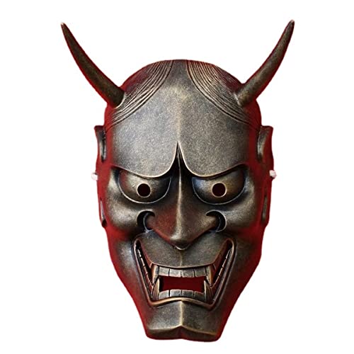 JUFKGBAR-Hannya Maske Rot Harz Gruselige Maske Cosplay Kostüm Requisiten für Halloween Party von JUFKGBAR