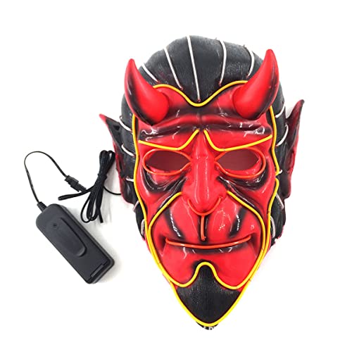 JUFKGBAR-Hellsboys Gesicht Glühende Cosplay Maske Jazz Gentleman Cosplay Leuchtende Requisiten Halloween El Glowing Cosplay Maske Horror Kopfbedeckung für Halloween Karneval Kostüm Party Requisiten von JUFKGBAR