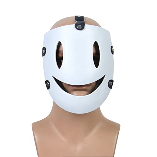 JUFKGBAR-High-Rise Invasion Half Face Resin Cosplay Mask Masquerade Smiley Cos Props Face Cosplay Mask Horror Headwear for Halloween Carnival Costume Party Props von JUFKGBAR