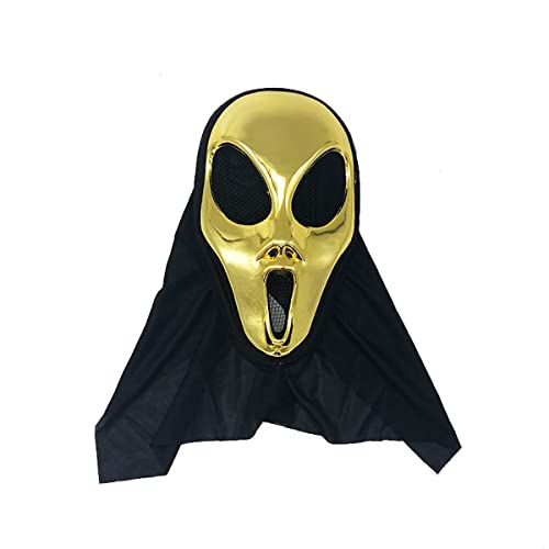 JUFKGBAR-Hworks Alien Maske mit schwarzem Schleier Kunststoff Geist Maske Cosplay Kostüm Requisiten für Halloween Party von JUFKGBAR