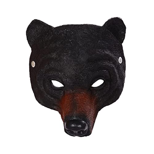 JUFKGBAR-Hworks Black Bear Mask Animal Cosplay Half Face Cover Halloween Show Prop von JUFKGBAR