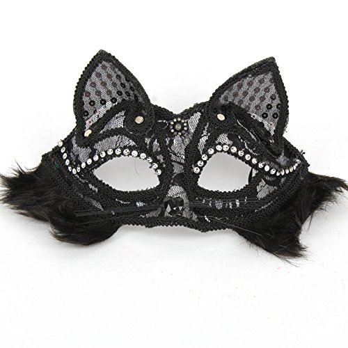 JUFKGBAR-Hworks Black Fox Lace Cosplay Maske Party PVC Half Face Cover Halloween Cosplay Requisiten von JUFKGBAR