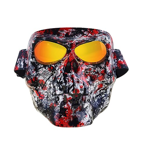 JUFKGBAR-Hworks Cosplay Kostüm Maske Halloween Schädel Maske Vollgesicht Grimasse Vollkopf Maske Brille Geländewagen Brille Wind und Sand von JUFKGBAR