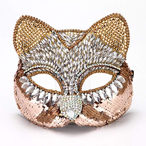 JUFKGBAR-Hworks Foxy Cosplay Mask with Rhinestones Halloween Costume Props Metal Overhead Cover von JUFKGBAR