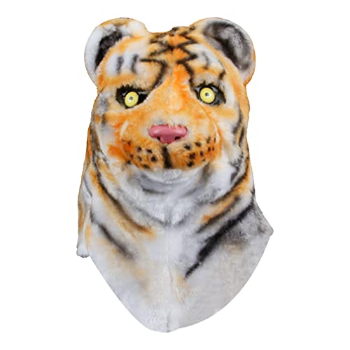 JUFKGBAR-Hworks Movable Mouth Tiger Mask Plush Full Face Mask Halloween Cosplay Prop von JUFKGBAR