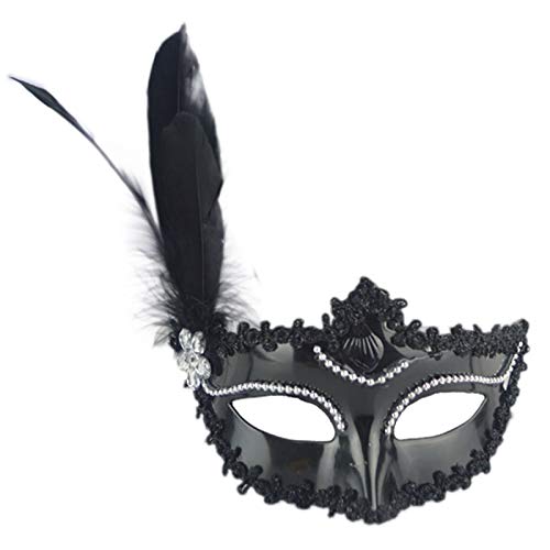 JUFKGBAR-Hworks Schwarze Feder Krone Cosplay Maske Party Half Face Cover Halloween Kostüm Requisiten von JUFKGBAR